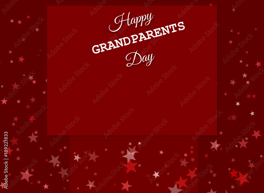 An elegant card with the words Happy Grandparents Day on a red background with stars An elegant card with the words Happy Grandparents Day on a red background with stars