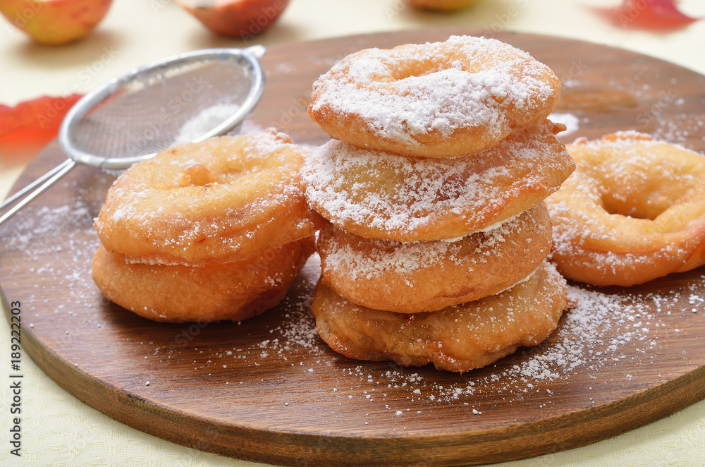 Donuts with powdered sugar Donuts with powdered sugar