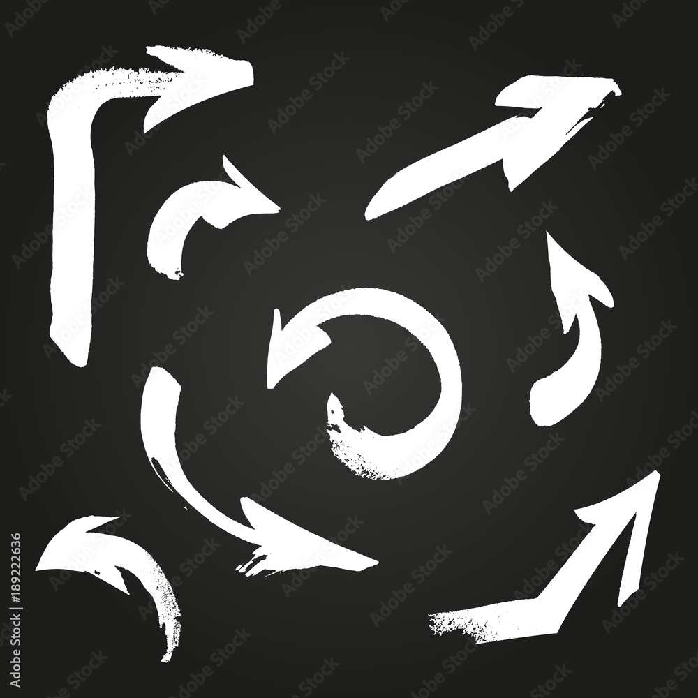 Obraz premium Arrows vector set on black background