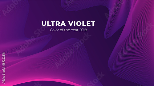 Fluid poster cover with modern ultraviolet color. Dark purple abstract geometrical template with blend shapes.