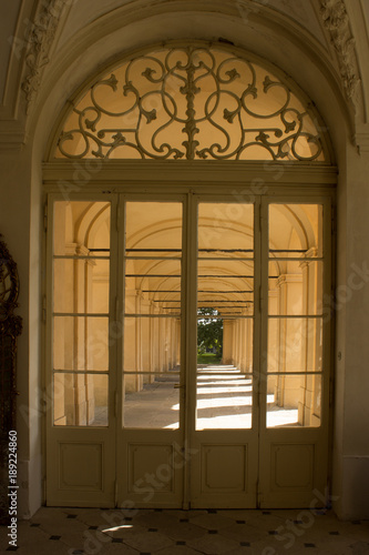 View through entrance door to the arcade corridor