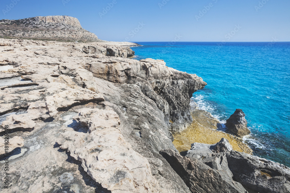 Mediterranean sea landscape. Cavo Greco, Cyprus.