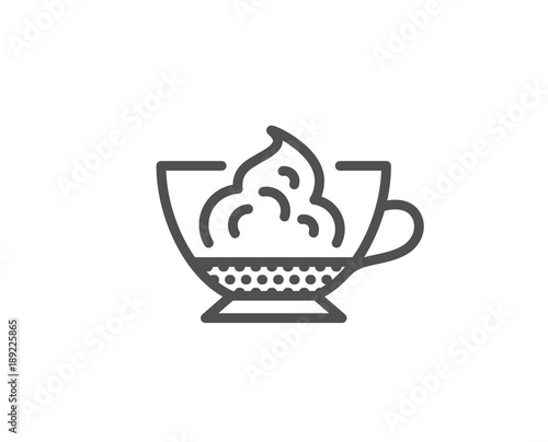Espresso with whipped cream icon. Hot coffee drink sign. Beverage symbol. Quality design element. Editable stroke. Vector