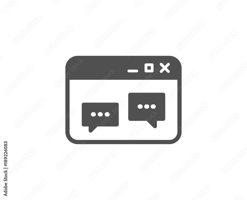 Browser Window simple icon. Chat speech bubbles sign. Internet page symbol. Quality design elements. Classic style. Vector Browser Window simple icon. Chat speech bubbles sign. Internet page symbol. Quality design elements. Classic style. Vector