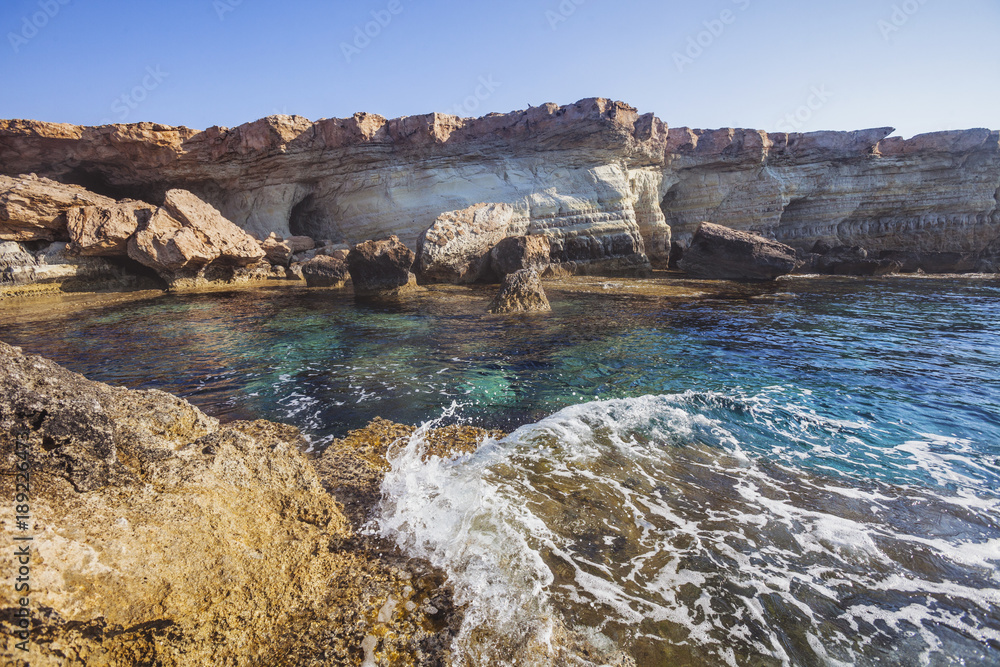 Ayia Napa, Cyprus. Sea caves of Cavo Greco Cape.