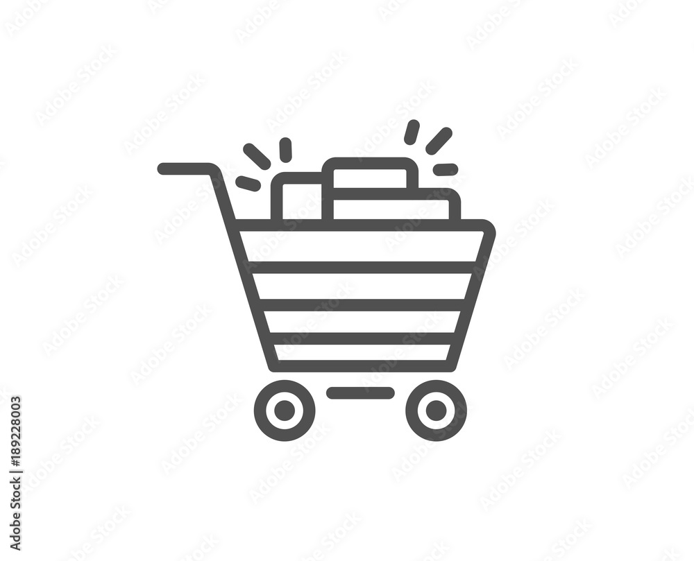 Shopping cart line icon. Sale Marketing symbol. Special offer sign. Quality design element. Editable stroke. Vector
