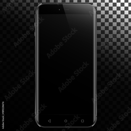 New black smartphone. Front view. Isolated on a transparancy background.