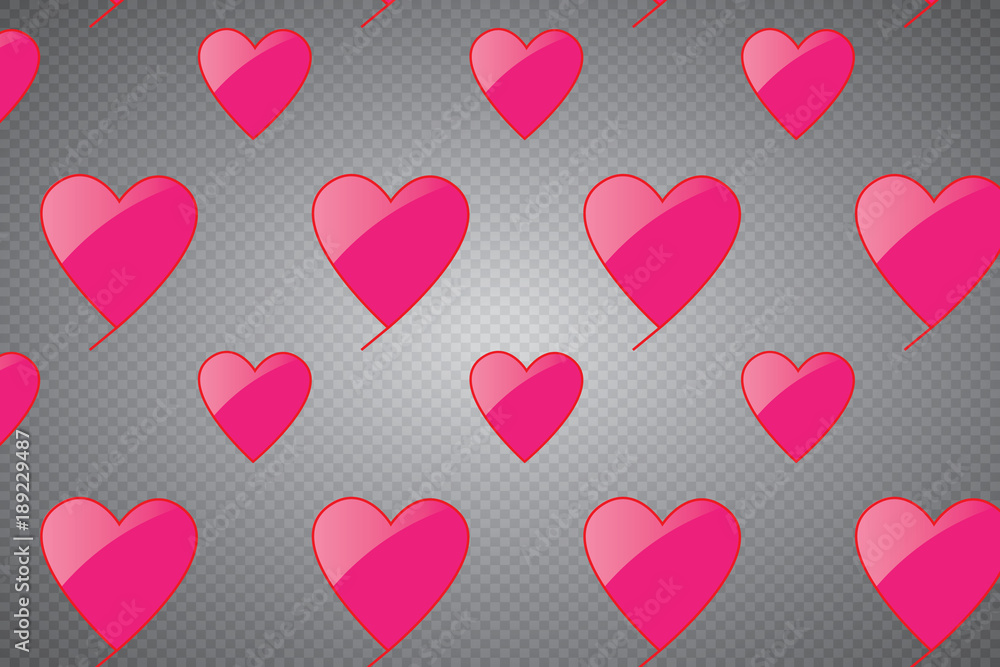 Valentines Day background. Heart shapes isolated on transparent background. Love concept. Vector template. Valentines Day background. Heart shapes isolated on transparent background. Love concept. Vector template.