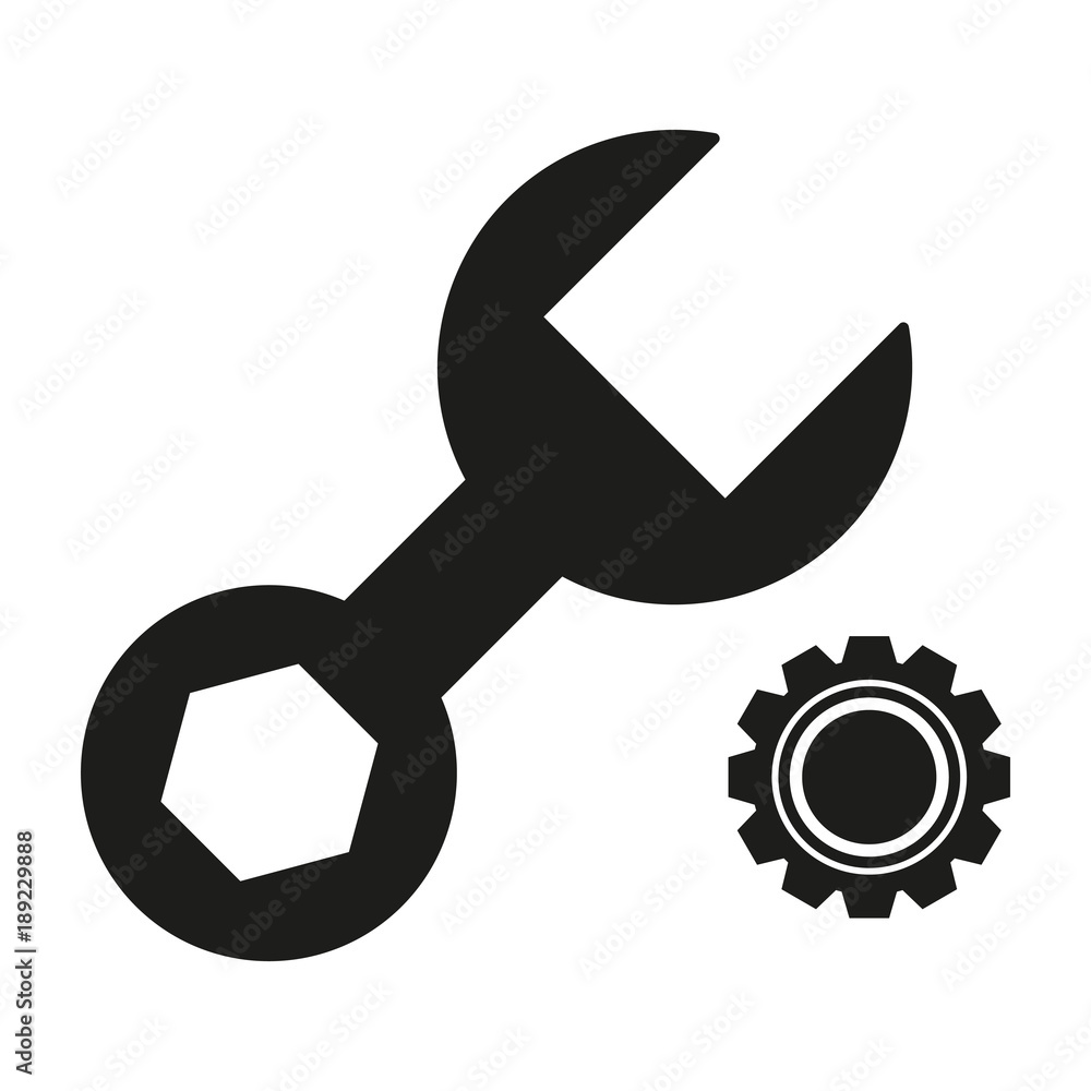 Cogwheel with wrench icon Cogwheel with wrench icon