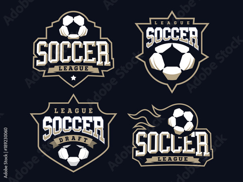 Modern professional soccer logo set for sport team