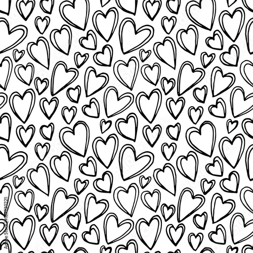 Vector seamless pattern in sketch style for Valentine's Day. Doodle style seamless vector pattern. Cute doodle style hearts seamless vector pattern. Valentine's Day handwritten background.
