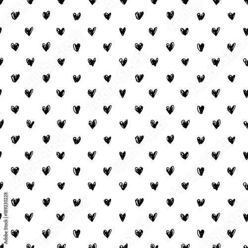 Vector seamless pattern in sketch style for Valentine's Day. Doodle style seamless vector pattern. Cute doodle style hearts seamless vector pattern. Valentine's Day handwritten background.