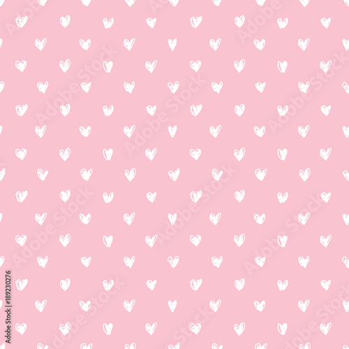 Vector seamless pattern in sketch style for Valentine's Day. Doodle style seamless vector pattern on pink. Cute doodle style hearts seamless vector pattern. Valentine's Day handwritten background.