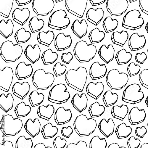 Vector seamless pattern in sketch style for Valentine's Day. Doodle style seamless vector pattern. Cute doodle style hearts seamless vector pattern. Valentine's Day handwritten background.