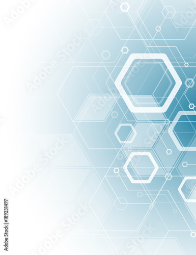 Minimal design, hexagonal structure of chemistry. Abstract background Geometric element.