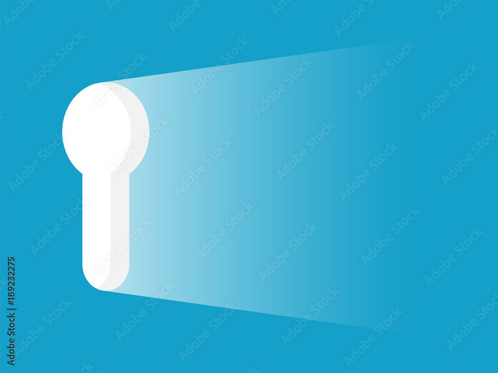Keyhole which has a bright light. Motivation concept. Flat style Keyhole which has a bright light. Motivation concept. Flat style