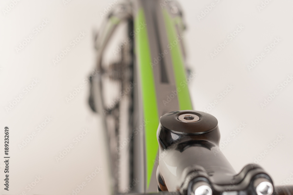 Obraz premium Allen screw on handlebars on mountain bike, close up view