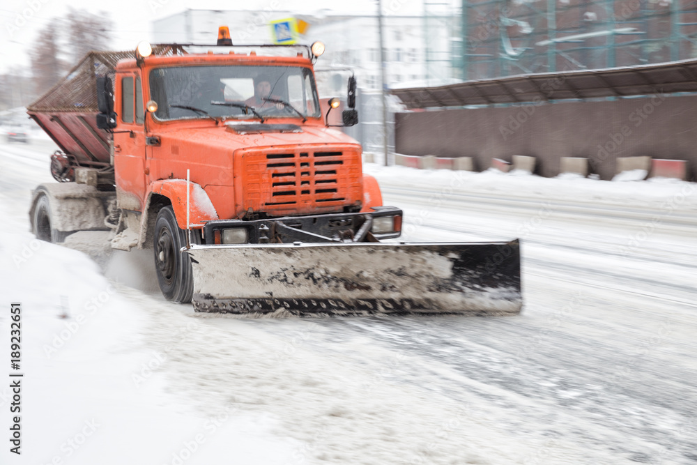 Snowplow on street Snowplow on street