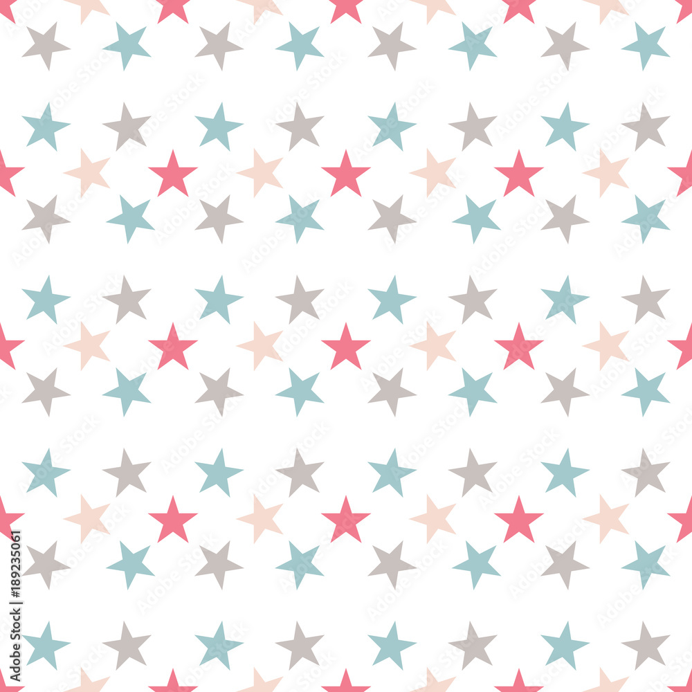 Cute colorful star seamless pattern on white. Funny festive background, wrapping paper. Vector illustration. Cute colorful star seamless pattern on white. Funny festive background, wrapping paper. Vector illustration.