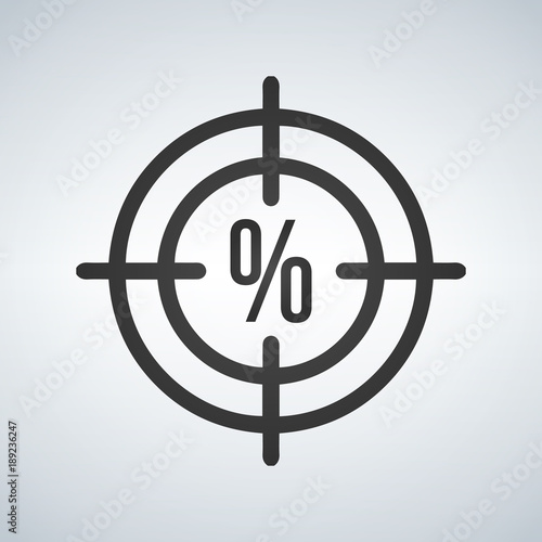 Illustration of a crosshair icon with a discount precentage sign