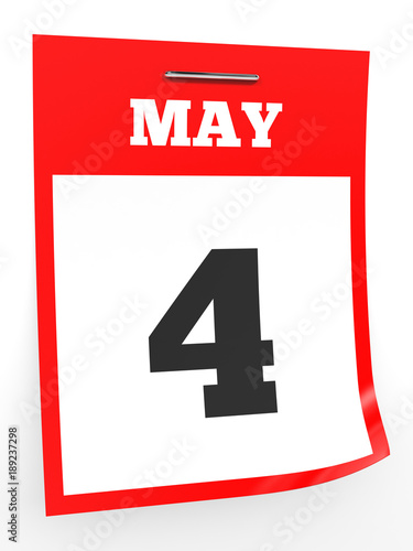 May 4. Calendar on white background.