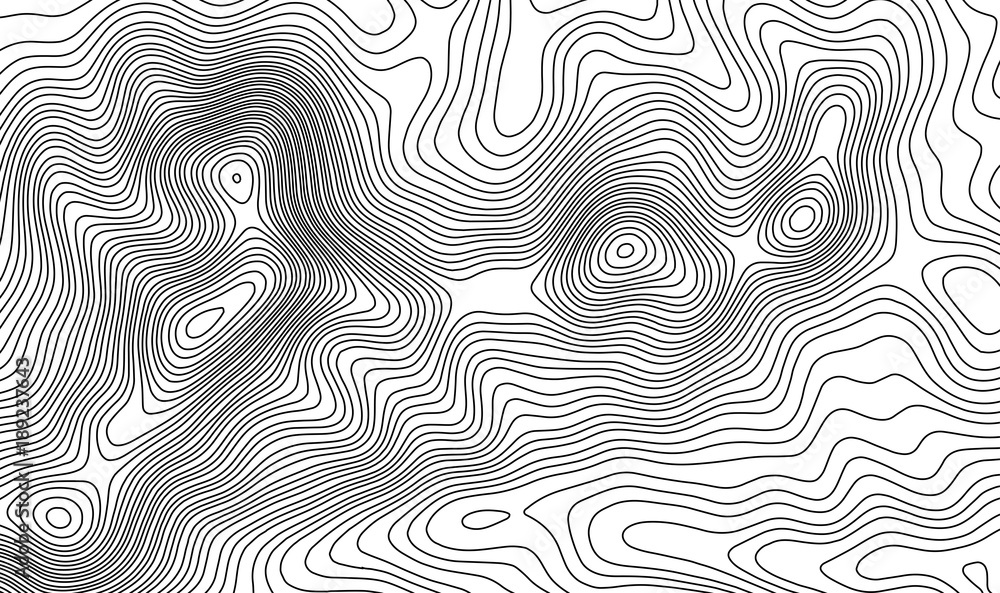 Topographic map contour background. Topo map with elevation. Contour map vector. Geographic World Topography map grid abstract vector illustration . Mountain hiking trail line map design .