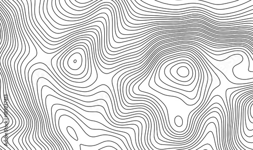 Topographic map contour background. Topo map with elevation. Contour map vector. Geographic World Topography map grid abstract vector illustration . Mountain hiking trail line map design . photo