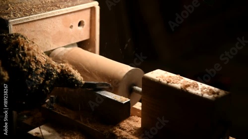 self-made lathe working process, slow motion