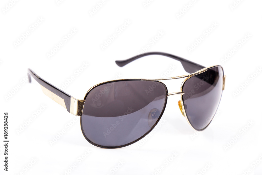 Black men's Sunglasses, spectacles isolated on white background