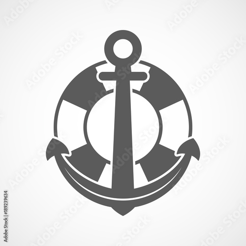 Maritime anchor and lifebuoy icon. Vector illustration