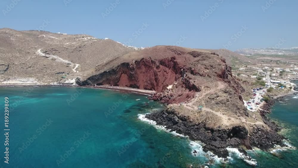 4K Drone Shot Of The Red Beach On Santorini Island, Greece 4K Drone Shot Of The Red Beach On Santorini Island, Greece