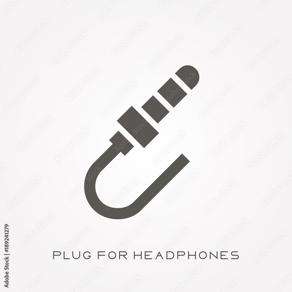 Silhouette icon plug for headphones Silhouette icon plug for headphones