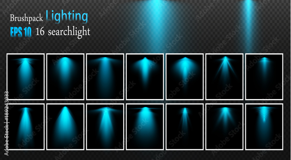Vector light sources, concert lighting, stage spotlights set. Concert ...