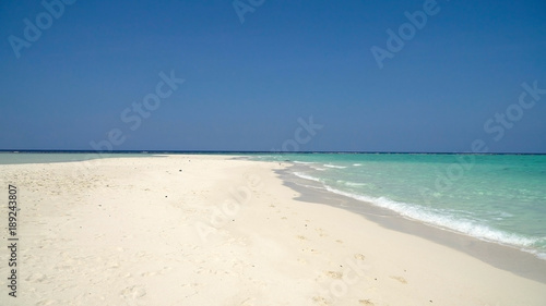 Beach  sea  sand wave. Tropical beach  blue sky  clouds. Seascape ocean and beautiful beach paradise Philippines Travel concept