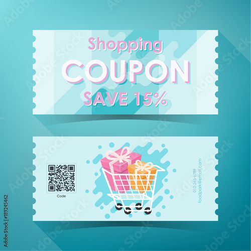 Shopping coupon ticket card. Element template for punchy pastels design. Vector illustration