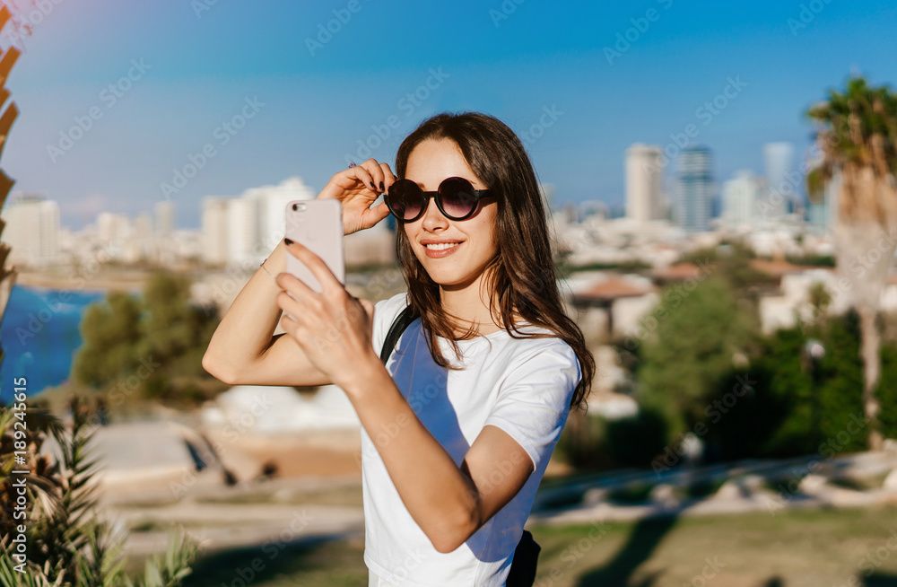 Young attractive woman taking selfie Young attractive woman taking selfie