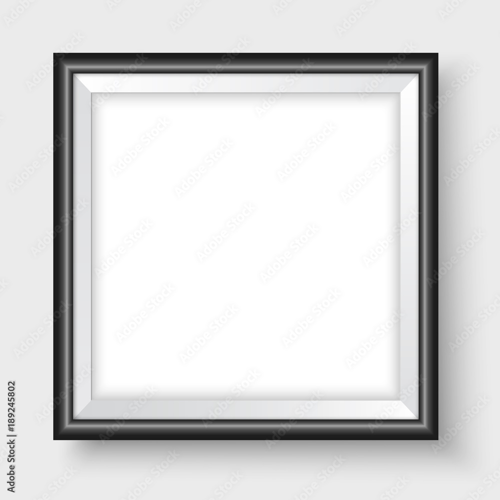 Picture frame on the wall black bold square realistic vector Picture frame on the wall black bold square realistic vector