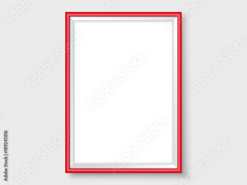 Picture frame on the wall realistic vector red