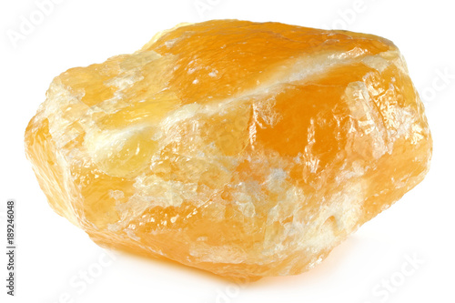 orange calcite from Mexico isolated on white background