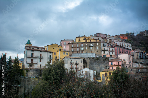 Horizontal View of The City of Viggianello. Basilicata, South Of Italy