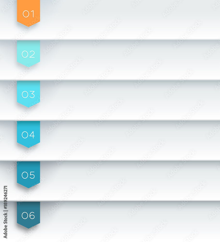 Vector 3D White Text Banner Flags Number 1 to 6 Vector 3D White Text Banner Flags Number 1 to 6