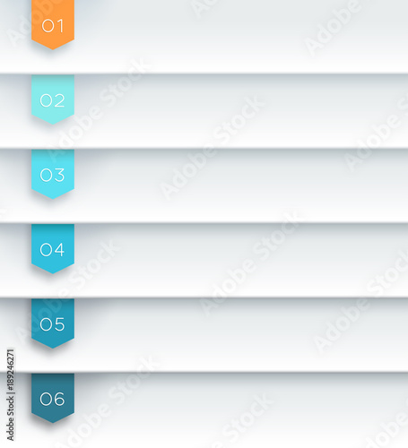 Vector 3D White Text Banner Flags Number 1 to 6