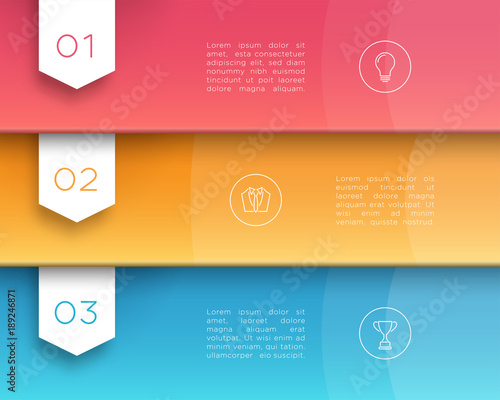 Vector 3D Colorful Text Banner Flags Number 1 to 3