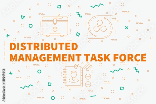 Conceptual business illustration with the words distributed management task force