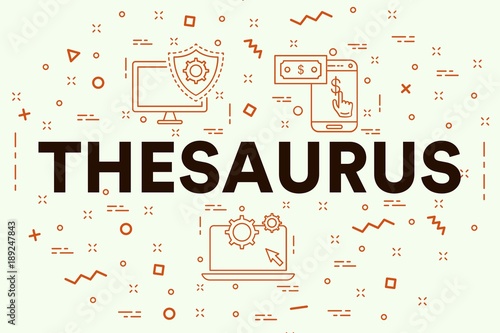 Conceptual business illustration with the words thesaurus photo