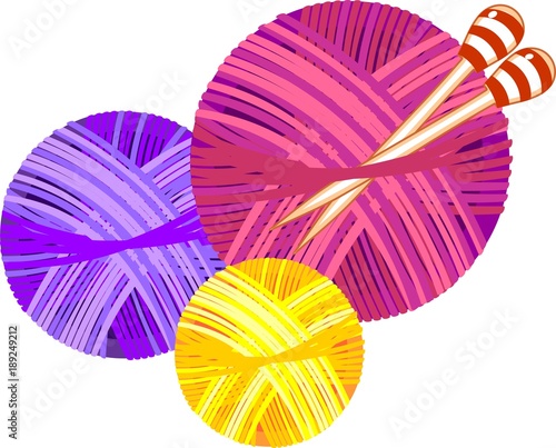 Colorful yarn balls with knitting needles 