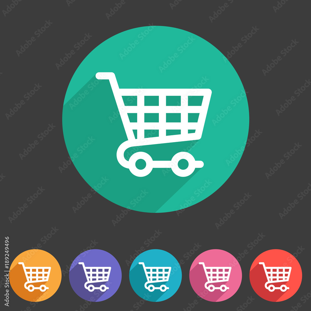 Shopping cart icon flat web sign symbol logo label Shopping cart icon flat web sign symbol logo label