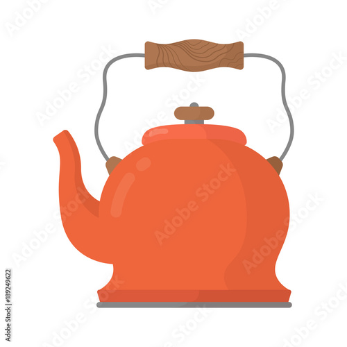 Icon vintage kettle with wooden handle flat 