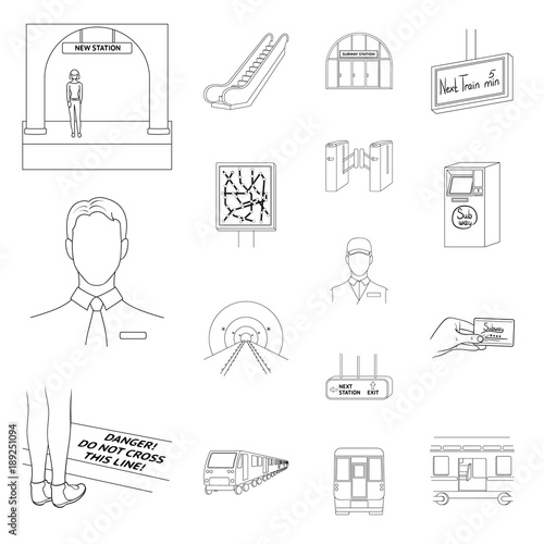 Metro, subway outline icons in set collection for design.Urban transport vector symbol stock web illustration.