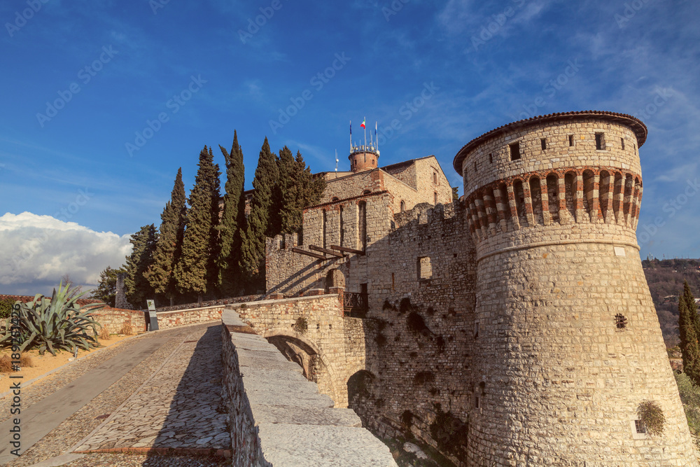 Roads to castle on the hill Cidneo Brescia